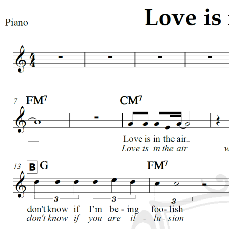 Love is in the air - Paul Young - Piano/Vocal