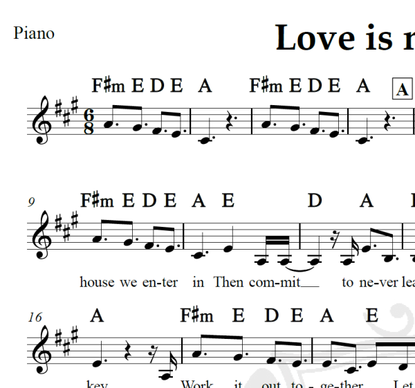 Love is not a fight - Warren Barfield - Piano/Vocal