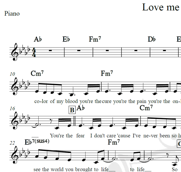 Love me like you do - Ellie Goulding - Piano/Vocal