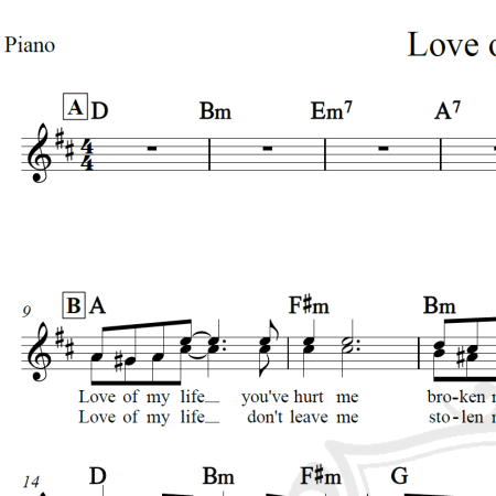 Love of my life - Queen - Piano/Vocal