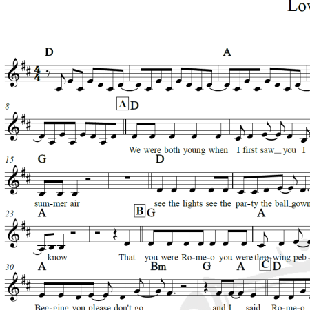 Love Story - Taylor Swift - Piano/Vocal