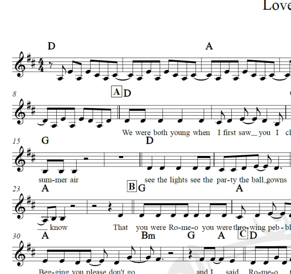 Love Story - Taylor Swift - Piano/Vocal