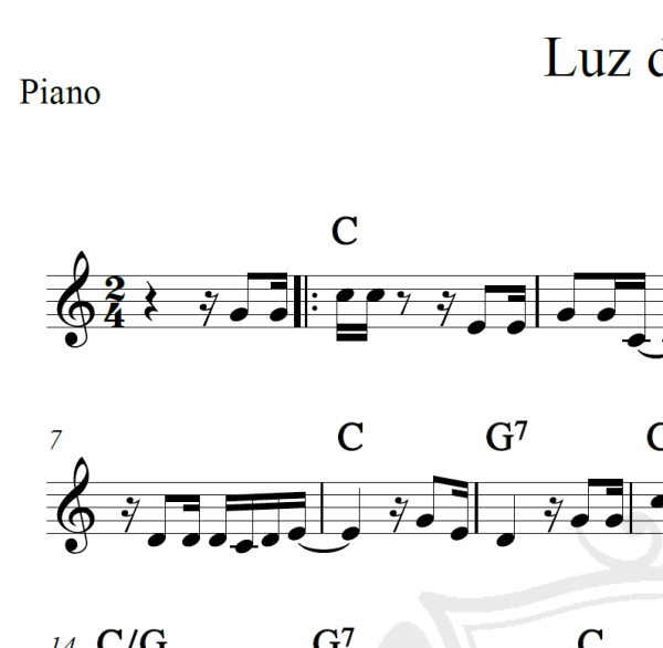 Luz da light - Adoniram Barbosa - Piano