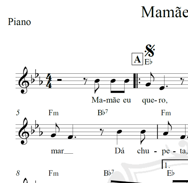 Mamãe eu quero - Piano/Vocal