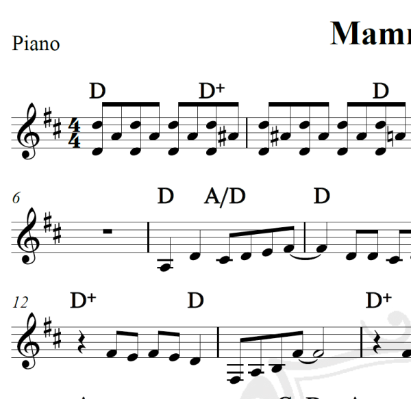 Mamma Mia - ABBA - Piano