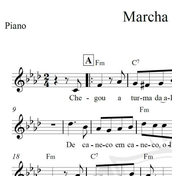 Marcha do caneco - Piano/Vocal