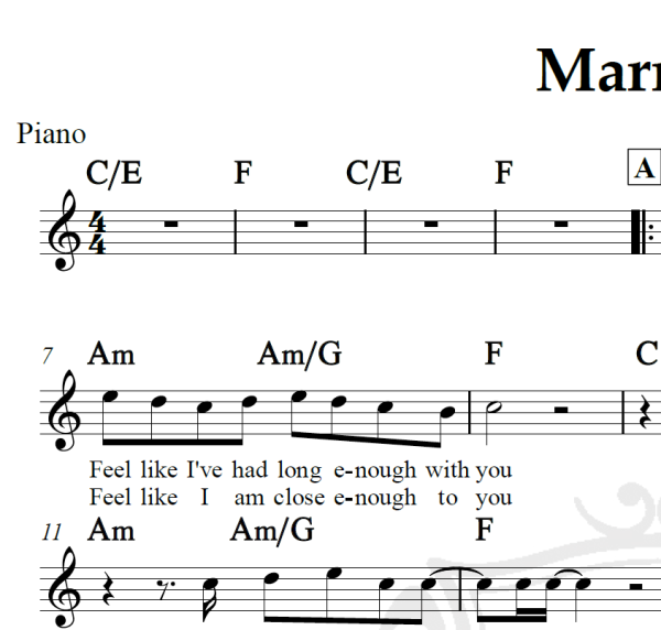 Marry me - Train - Piano/Vocal