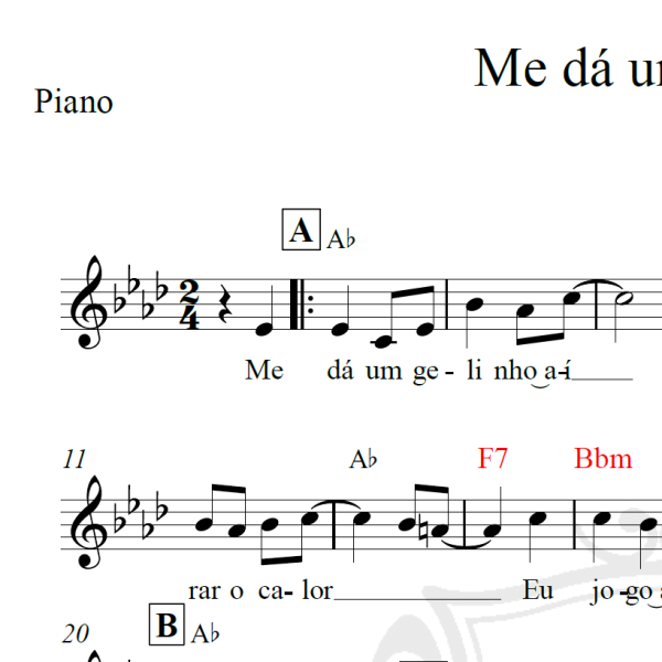 Me dá um gelinho - Piano/Vocal