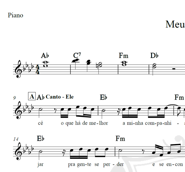 Meu abrigo - Melim - Piano/Vocal