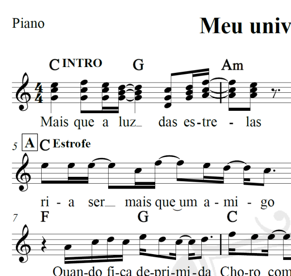 Meu universo é você - Roupa Nova - Piano/Vocal