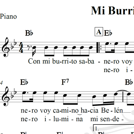 Mi Burrito Sabanero - Piano/Vocal