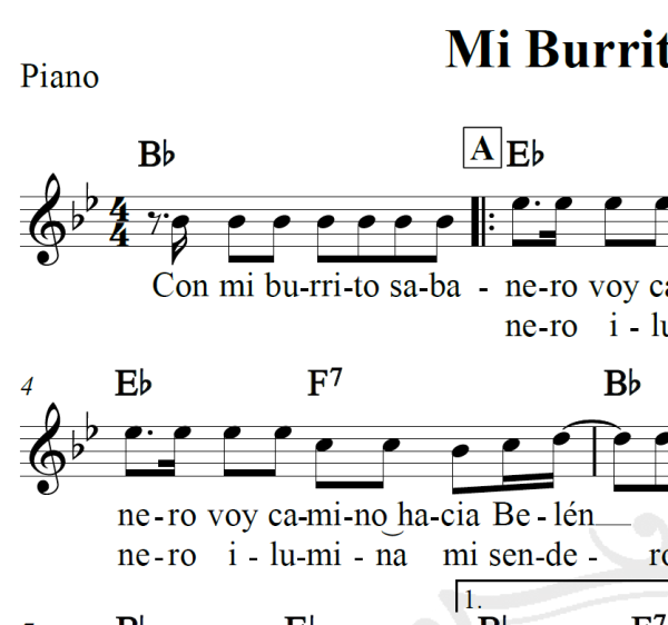 Mi Burrito Sabanero - Piano/Vocal