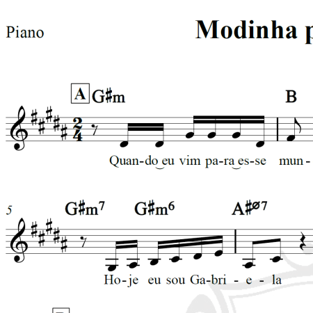 Modinha para Gabriela - Dorival Caymmi - Piano/Vocal