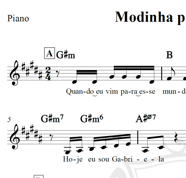 Modinha para Gabriela - Dorival Caymmi - Piano/Vocal