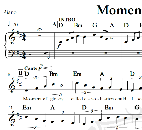 Moment of glory - Scorpions - Piano/Vocal