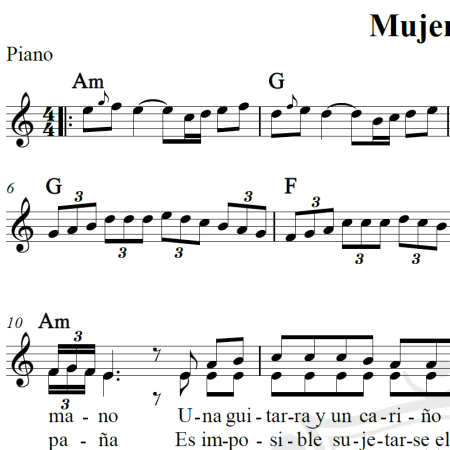 Mujeres y vino - Piano/Vocal