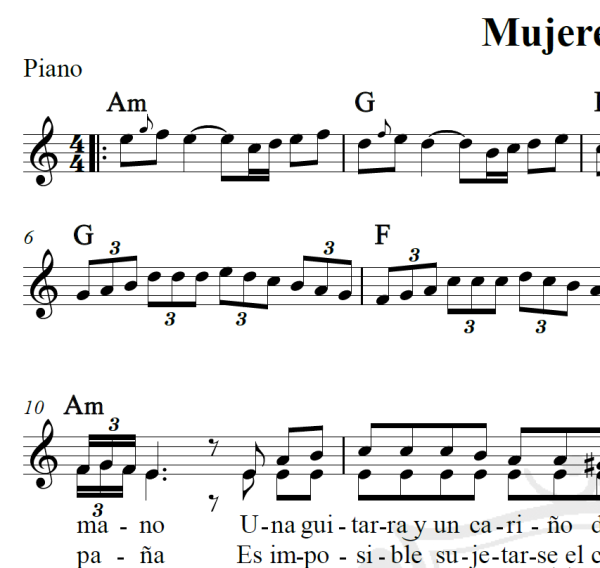 Mujeres y vino - Piano/Vocal