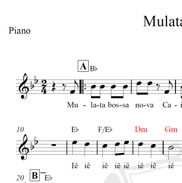 Mulata iê iê iê - Piano/Vocal