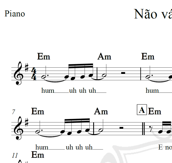 Não vá embora - Marisa Monte - Piano/Vocal