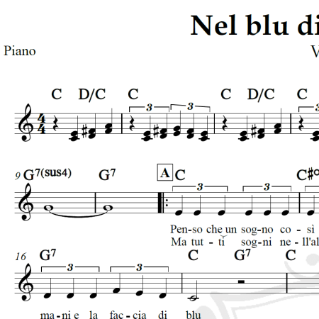 Nel blu dipinto di blu (Volare) - Domenico Modugno - Piano/Vocal
