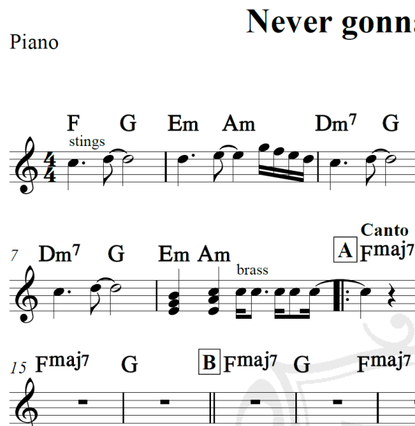 Never gonna give you up - Rick Astley - Cifra