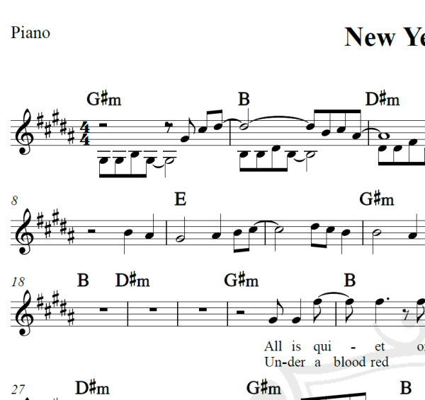 New Year's Day - U2 - Piano/Vocal