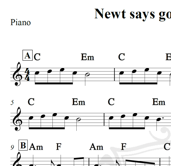 Newt says goodbye to Tina - Piano