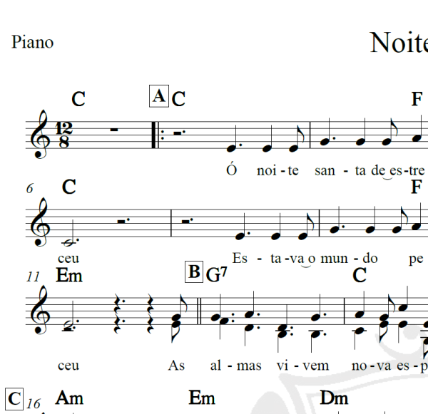Noite Santa - Arranjo Coral
