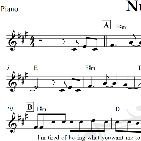 Numb - Linking Park - Piano/Vocal