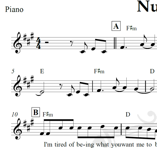 Numb - Linking Park - Piano/Vocal