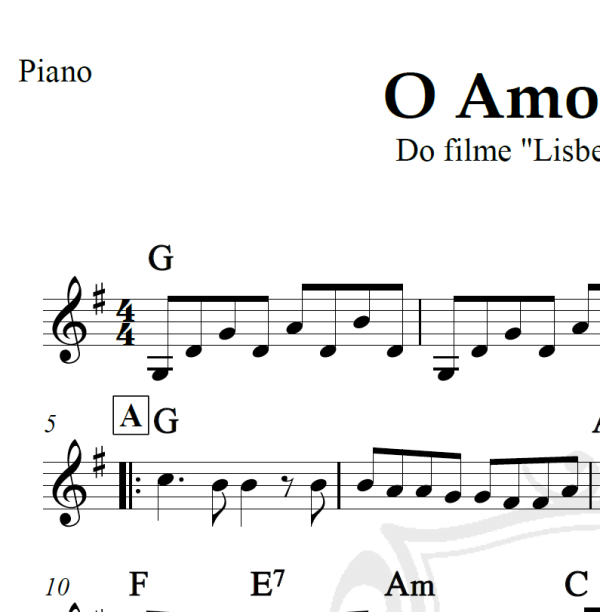O Amor é filme - Piano