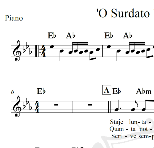 'O Surdato 'Nnammurato - Piano/Vocal
