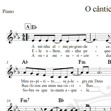 O cântico de Maria - Piano/Vocal