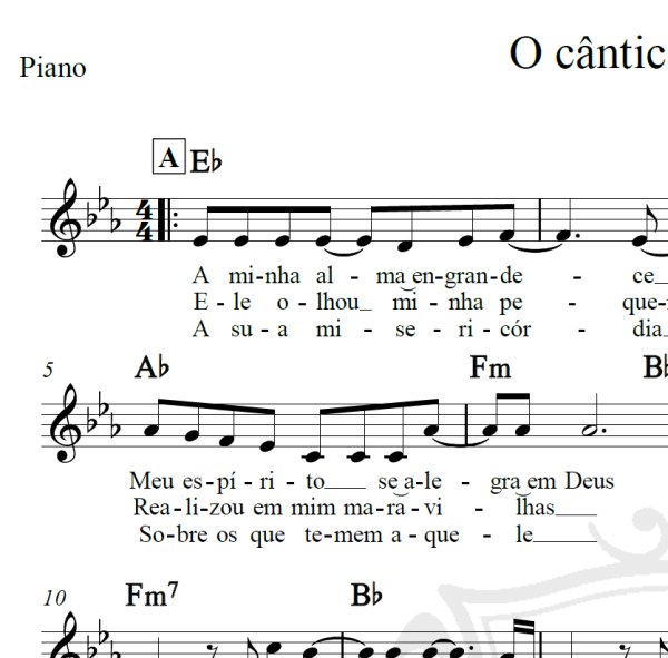 O cântico de Maria - Piano/Vocal