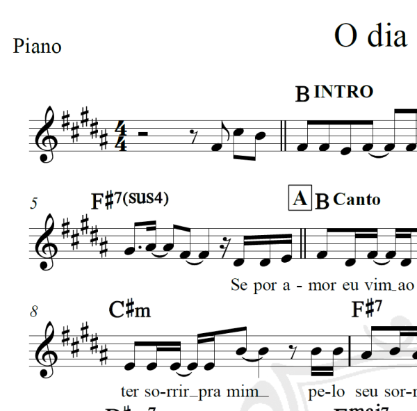 O dia do bem - Piano/Vocal