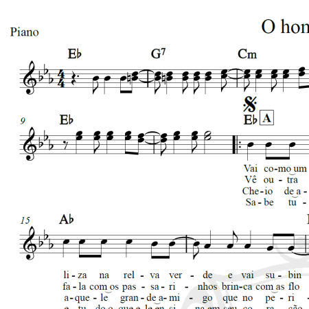 O homem bom - Roberto Carlos - Piano/Vocal