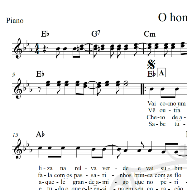 O homem bom - Roberto Carlos - Piano/Vocal