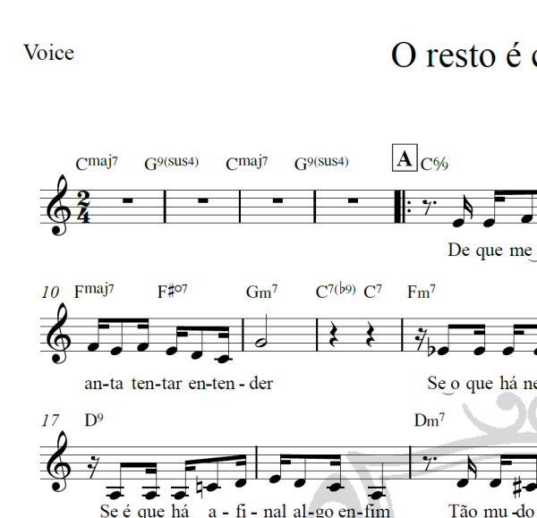 O resto é companhia - Piano/Vocal