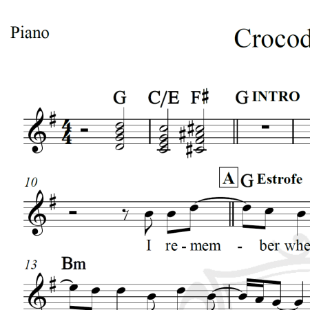 Crocodile Rock - Elton John - Piano/Vocal