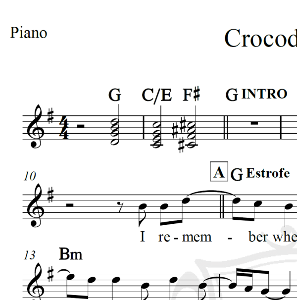 Crocodile Rock - Elton John - Piano/Vocal