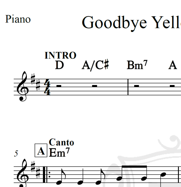 Goodbye Yellow Brick Road - Elton John - Piano/Vocal