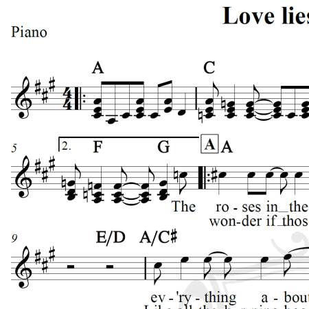 Love lies bleeding - Elton John - Piano/Vocal
