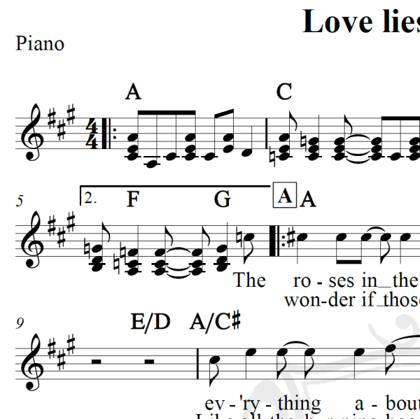 Love lies bleeding - Elton John - Piano/Vocal