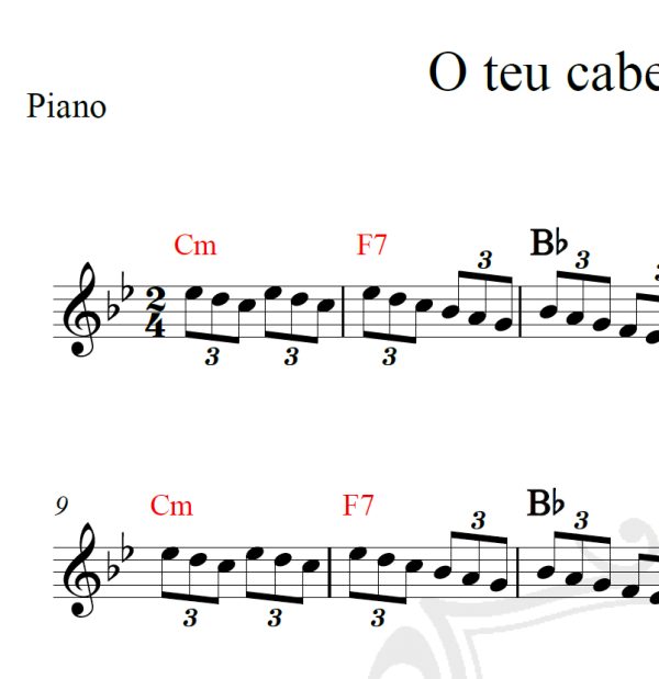 O teu cabelo não néga - Piano/Vocal