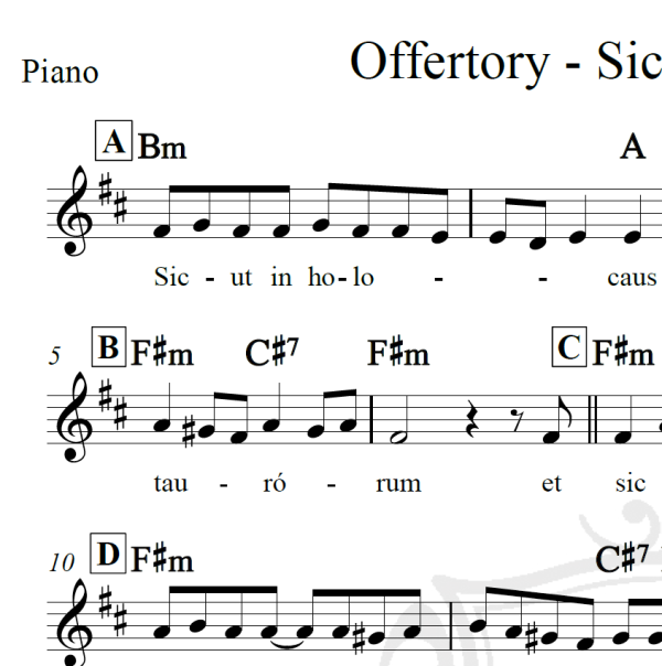 Offertory - Sicut in holocausto - Piano/Vocal