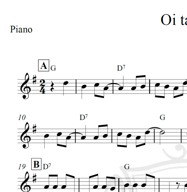Oi tá tá tá - Piano
