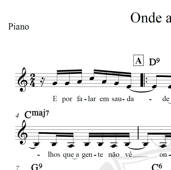 Onde anda você - Vinicius de Moraes - Piano/Vocal