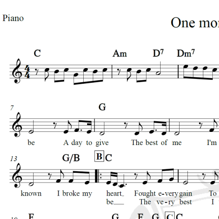 One moment in time - Whitney Houston - Piano/Vocal