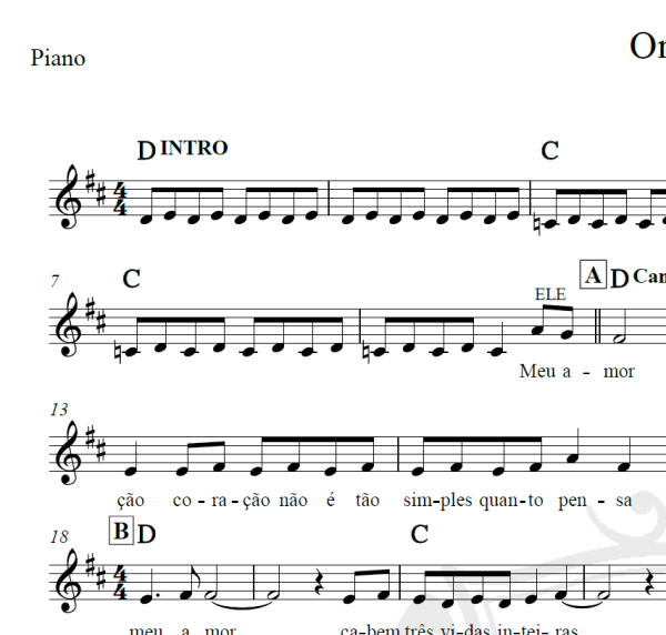 Oração - A Banda mais bonita da cidade - Piano/Vocal