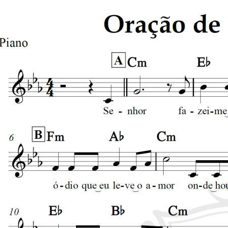 Oração de São Francisco - Piano/Vocal